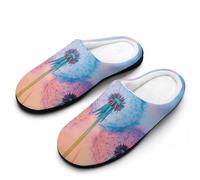 Dandelion Sunset Men's Cotton Slippers Winter Warm Slip-on House Shoes with Anti-Skid Rubber Sole 7-8(40-41)