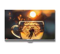 Dandelion Tea Business Card Holder Metal Wallet Credit Card ID Case for Men Women