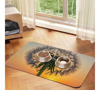 Dandelions at Sunset Dog Food Mats for Floors, 16x24 Inch Non-Slip Super Absorbent Pet Food Mat, Dishwasher Dog Mat for Food and Water, Cute Rubber Quick Dry Pet Feeding Mat for Dogs Puppy Cats