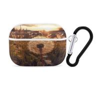 Dandelions at Sunset Earbuds Organizer Shockproof Protective Airpods Pro Cover with Carabiner Clip Anti Fall Carrying Earphone Case Cover for Airpods Pro 2nd Generation White