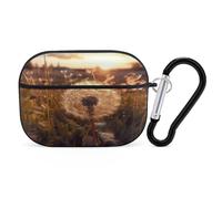Dandelions at Sunset Earbuds Organizer Shockproof Protective Airpods Pro Cover with Carabiner Clip Anti Fall Carrying Earphone Case Cover for Airpods Pro 2nd Generation Black