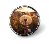 Dandelions at Sunset Round Lapel Pin Women's Novelty Buttons & Pins Metal Badge Cute Brooch Retro Pinback Badge Fashion Bag Pins for Hat Backpacks Tie Suit Wedding Party Accessory, silver, Circular