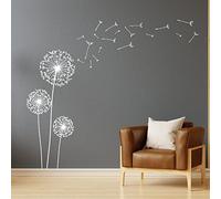 Dandelions Blowing Away in the Wind - Wall Art Sticker [XLarge] [White]