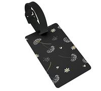 Dandelions Blown by The Wind On A Black Background 2 Pcs Luggage Tags, Privacy Cover ID Label Loop and Address Card for Travel Bag Suitcase