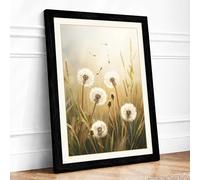 Dandelions in Flight Botanical Framed Wall Art Print A2 (59.4×42cm) Black, Wall Decor for Living Room, Bedroom, Office & Home, Ready to Hang, Art Gift