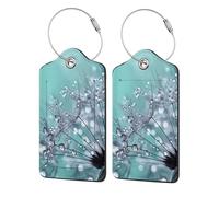 Dandelions in The Rain Luggage Tag, Pu Leather Travel Luggage Tag Suitcase Tag Durable Steel Loop Suitcase Tags Identifiers
