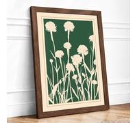 Dandelions Rising Botanical Framed Wall Art Print A4 (29.7×21cm) Walnut, Wall Decor for Living Room, Bedroom, Office & Home, Ready to Hang, Art Gift