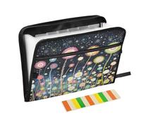 Dandelions Starry Night Black Accordion File Organizer Portable Expanding File Folder with Safe Zipper & Colorful Labels for A4 Papers Important Document Storage Receipt Letter