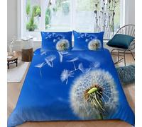 Dandelions Super King Size Duvet Cover Sets Flowers and Plants Bedding Set 3D Print Soft Microfiber Quilt Covers 260x220 cm with Zipper Closure and 2 Pillowcases 50x75 cm for Adults K.2728