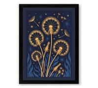 Dandelions Under Stars Botanical Framed Wall Art Print A2 (59.4×42cm) Black, Wall Decor for Living Room, Bedroom, Office & Home, Ready to Hang, Art Gift