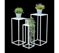 DanDiBo Flower Stool Metal White Square Flower Stand Side Table 96482 Set of 3 Flower Column Modern Plant Stand Plant Stool