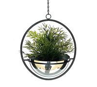 DanDiBo Hanging Basket Metal Wall Hanging Plants 96087 with Pot Silver Plant Hanger Flower Pot Hanger Flower Pot Hanger Hanging Pot (Height 53 cm)