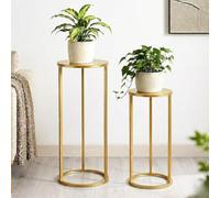 DanDiBo Metal Gold Round Flower Stand Set of 2 Modern Plant Stand Side Table