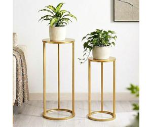 DanDiBo Metal Gold Round Flower Stand Set of 2 Modern Plant Stand Side Table