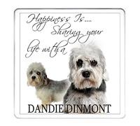 DANDIE DINMONT COASTER mug mat drinks drip mat table protector. To match the DANDIE DINMONT ceramic mug. 10cm x 10cm acrylic. Can be personalised with any name or short message