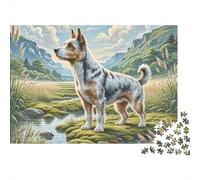 Dandie Dinmont Terrier 1000 Pieces Jigsaw Puzzles Engaging Educational Games Terrier by Stream Jigsaw Puzzle Beautiful Decoration for Adults And Kids 52x38cm/1000pcs
