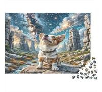 Dandie Dinmont Terrier 1000Pc for Adults Gifts: Corgi in Fantasy Ruins Educational Game Challenge & Brainteasing Activity 38x26cm/1000pcs