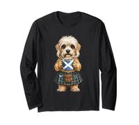 Dandie Dinmont Terrier Dog Lady Coffee Scotland Flag Long Sleeve T-Shirt