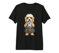 Dandie Dinmont Terrier Dog Lady Coffee Scotland Flag Premium T-Shirt