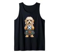 Dandie Dinmont Terrier Dog Lady Coffee Scotland Flag Tank Top