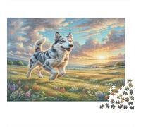 Dandie Dinmont Terrier Puzzle for Adults & Kids: Husky in Golden Meadow 1000Pc Educational Games for Wall Decor 70x50cm/1000pcs