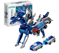 Dandin 2PCS Transforming Dragon Car Robot Toys,Transformer Car Unicorn Toys | 2 In 1 Collision Automatic Deformation Car Toys, Car Combination Transfor-mer Robot Toy, Birthday Gift（Blau）