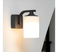 Dandray E27 Outside Sconce, Anthracite Glass Lantern Wall Light, Indoor & Outdoor Aluminium Garden Lamps Mains Powered for Patio, Corridor, Porch, Living Room, Garage,Front Door（Bulb Excluded）