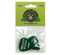D'Andrea Mick's Picks Bass 1-351 Shape (BASS-1), 3 pcs Pick Pack, 3.00 mm, Green