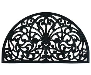 Dandy by William Armes, Wrought Iron Effect 1/2 Half Moon Rubber Door Mat Heavy Duty Non Slip, Black, 75 x 45