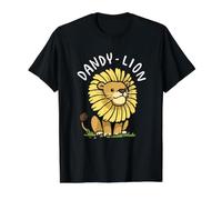 Dandy Lion Pun Cute Dandelion Lion Cartoon Value Graphic T-Shirt, Men, Black, M