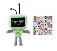 Dandy World Plush with 50pcs Sticker, Cute Plush Soft Stuffed Animal Pillow Adorable Plushies Toy Stuffed Doll Gift for Kids Fans Birthday Christmas Playtime Collectibles Ideal Game Enthusiasts