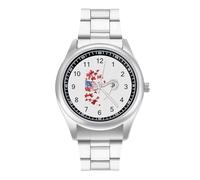 Dandylion US and Canada Maple Flag Flight Quartz Watch Stainless Steel Wrist Watches for Men Women Easy to Read