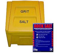 Dandy's Grit Bin 200 L Weatherproof with Lockable Lid and 10 x 25 kg White Rock Salt