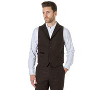 Dane Tweed Waistcoat with Notch Lapels Suede Trim XPOSED Brown 52