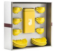 Danesi La Forma Gift Pack - Dark's Cassette Kava 250g + 6 espresso cups and 6 saucers - yellow
