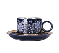 DANETI Coffee Cup 160Ml Enamel Color Water Cup Set Inner Wall Sterling Silver 999 with Tray Ceramic Coffee Tea Cocoa Cup 160ML