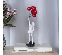 DANETI Statue Flying Balloon Girl Figurine, Banksy Home Decor Modern Art Sculpture, Resin Figure Craft Ornament White-B