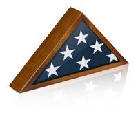 DANF FLAG Brown Flag Case for Burial Flag, 5' x 9.5', Wood Triangular Display Case with Acrylic Cover and Wall Mounted