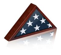 DANF FLAG Mahogany Flag Case, 5' x 9.5' American Veteran Burial Flag Display, Wall Mount, Triangular, Mahogany Wooden Frame Box with Acrylic Front