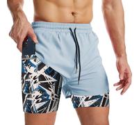 Danfiki Men Running Shorts Men's Shorts Workout with Phone Pocket 2 in 1 Gym Training Shorts Lightweight Quick Drying