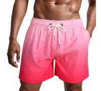 Danfiki Mens Swim Shorts Trunks Waterproof Quick Dry Beach Shorts Surfing Shorts with Mesh Lining Gradient Color