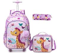 Danfimy Rolling Backpack for School Kids Backpacks for Girls Elementary Student Wheeled Backpack Carry on Luggage with Wheels, 12816t-3 Purple, M, Lightweight