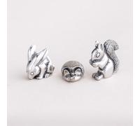 DANFORTH - Forest Friends Pewter Animal Figurines | Set of 3 | Miniature Woodland Keepsakes | Handcrafted Pewter Totems for Decor or Gift-Giving | Rabbit, Hedgehog, Squirrel | Made in The USA