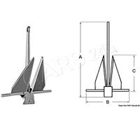 DANFORTH Marine Boat Galvanized Steel Anchor 6kg 640x465x320mm