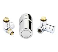 Danfoss RA-URX Designer Corner Radiator & Lockshield Valve LEFT Set Chrome