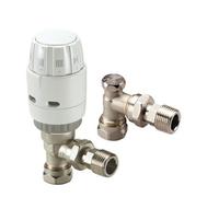 Danfoss Ras-D2 8/10/15mm Reversible Angled Thermostic Radiator Valve & Lockshield Liquid Sensor Pack 013G601700