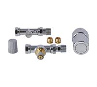 Danfoss RAS-D2 Sensor Radiator Thermostats Bundled with RA-FS 15mm Bi-Directional Straight Valve and Fittings - Maximum User Flexibility, Easy Installation (Chrome)