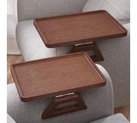 Danfoxer 2 Pack Bamboo Couch Arm Tray Clip-On Folding Sofa Desk Brown | Clip-on couch desk for drinks, snacks, phone, remote. Fits most sofa arms. Foldable, easy clean. Bamboo, 2 Pack, Brown