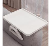 Danfoxer Couch Arm Tray,Bamboo Folding Sofa Tray,Sofa Armrest Trays Clip-On Couch Desk for Drinks,Snacks,Phone,Remote Control（White）