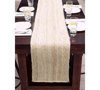 DANGAYACH ART ( Pack of 1 ) White Jute Table Runner Rug - 13 x 48 Inches - Indian Handwoven Dining Table Décor, Kitchen, Coffee Table - Bohemian Farmhouse Decor